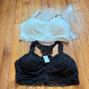 NWT Padded Lace Bralettes - black and white